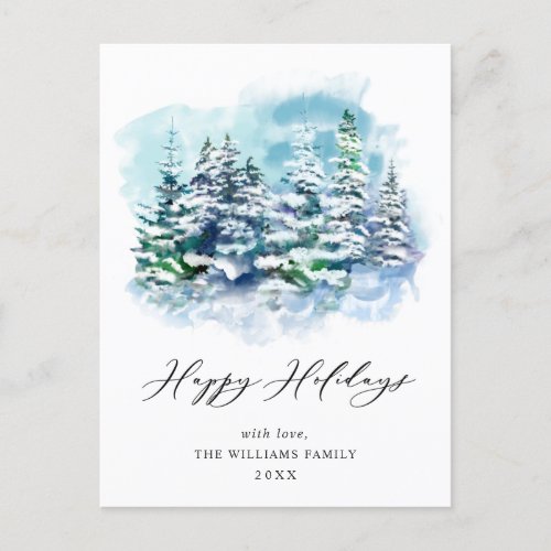 Minimalist Elegant Pine Tree Christmas Greeting Postcard