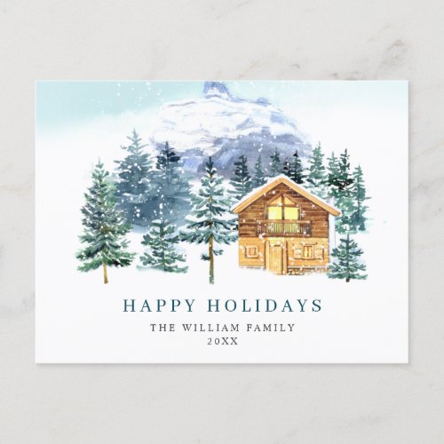 Minimalist Elegant Pine Tree Christmas Greeting Postcard