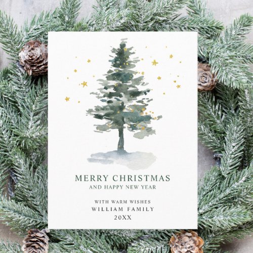 Minimalist Elegant Pine Tree Christmas Greeting Postcard