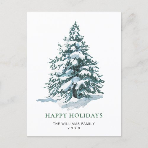 Minimalist Elegant Pine Tree Christmas Greeting Postcard