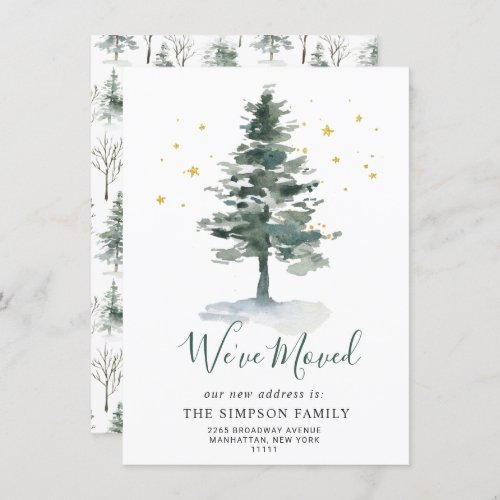 Minimalist Elegant Pine Tree Moving Announcement