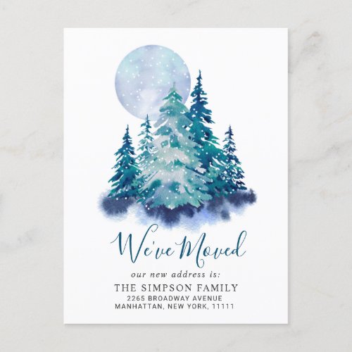 Minimalist Elegant Pine Tree Moving Announcement Postcard