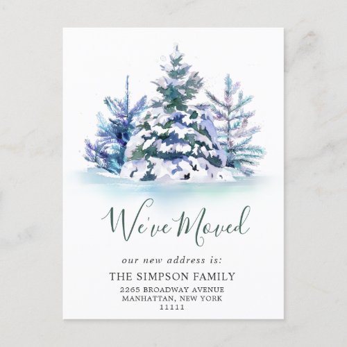 Minimalist Elegant Pine Tree Moving Announcement Postcard