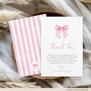 Minimalist Elegant Pink Bow Shower Thank You Card