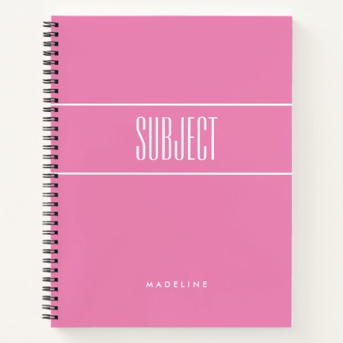 Minimalist Elegant Pink Subject Notebook