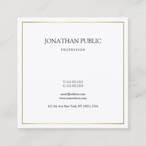 Minimalist Elegant Plain Gold Look Professional Square Business Card