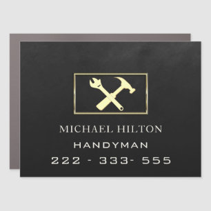 Minimalist elegant plain gold tools car magnet