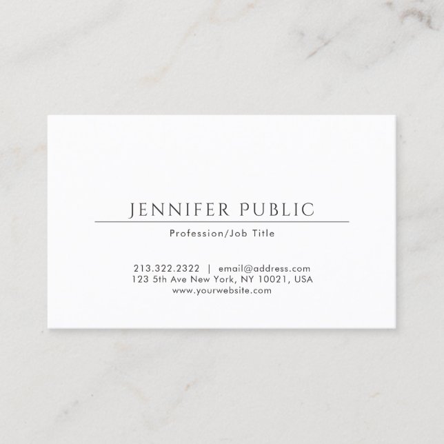 Minimalist Elegant Plain Professional Modern White Business Card (Front)