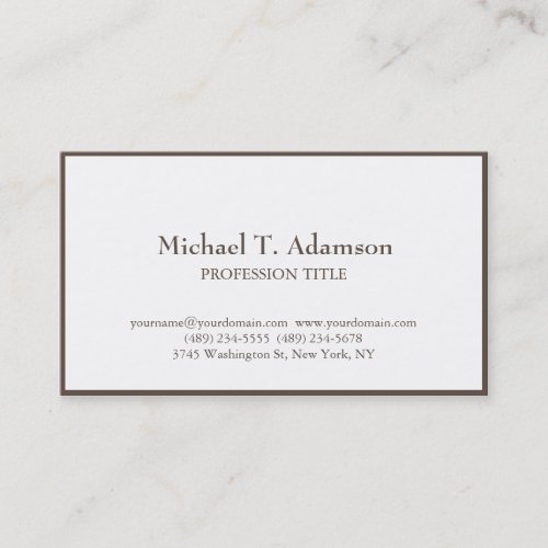 Minimalist Elegant Plain Simple White Business Card
