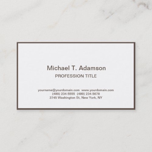 Minimalist Elegant Plain Simple White Modern Business Card