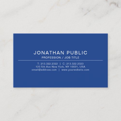 Minimalist Elegant Plain Trendy Design Blue Business Card