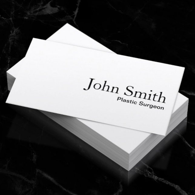 Minimalist Elegant Plain White Plastic Surgeon Business Card (Creator Uploaded)