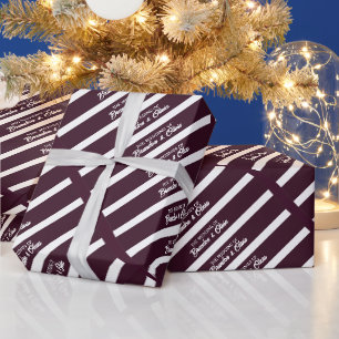 minimalist Elegant Plum Purple and White Stripes  Wrapping Paper