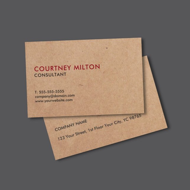 Minimalist Elegant PRINTED Kraft Paper Consultant Business Card (Creator Uploaded)