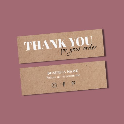 Customizable Minimalist Elegant Printed Kraft White Thank You  Mini Business Card