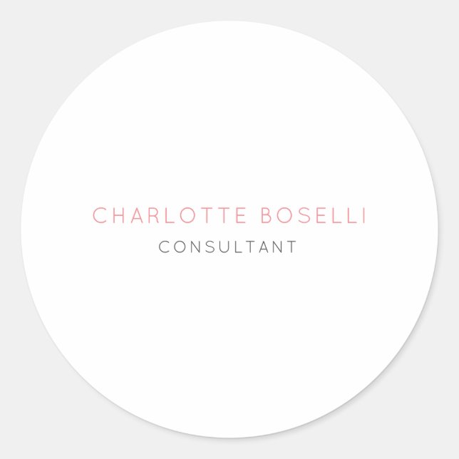 Minimalist Elegant Professional Classic Round Sticker (Front)