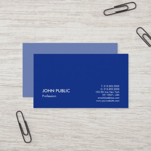 Minimalist Elegant Professional Design Blue Business Card