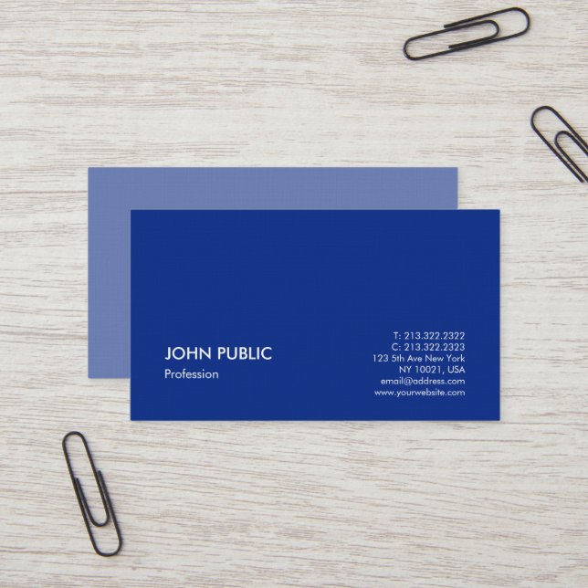 Minimalist Elegant Professional Design Blue Business Card (Front/Back In Situ)