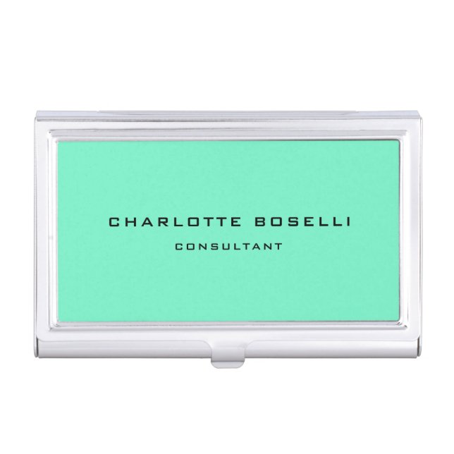 Minimalist Elegant Professional Green Blue Business Card Case (Front)