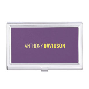 Minimalist Elegant Professional Indigo & Yellow Business Card Case