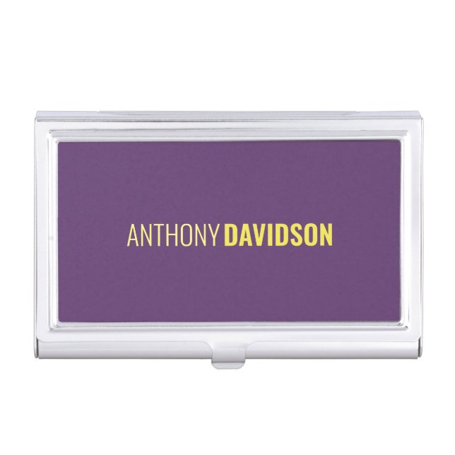 Minimalist Elegant Professional Indigo & Yellow Business Card Case (Front)