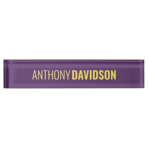 Minimalist Elegant Professional Indigo  Yellow Desk Name Plate