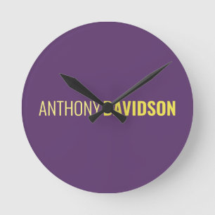 Minimalist Elegant Professional Indigo & Yellow Round Clock