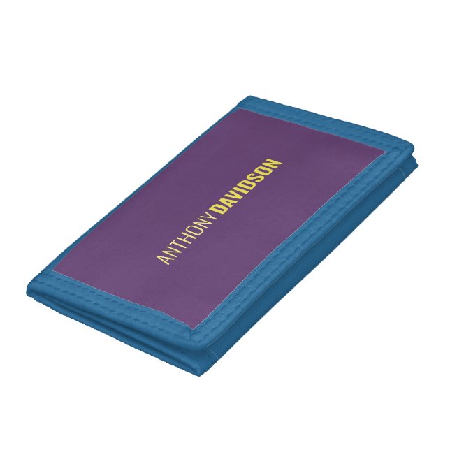 Minimalist Elegant Professional Indigo & Yellow Trifold Wallet (Bottom)