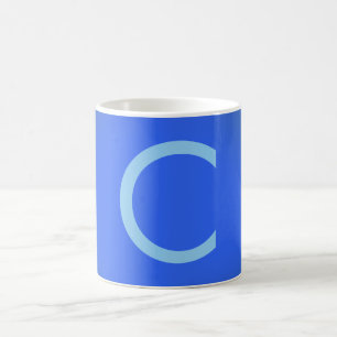 Minimalist Elegant Professional Monogrammed Blue Coffee Mug