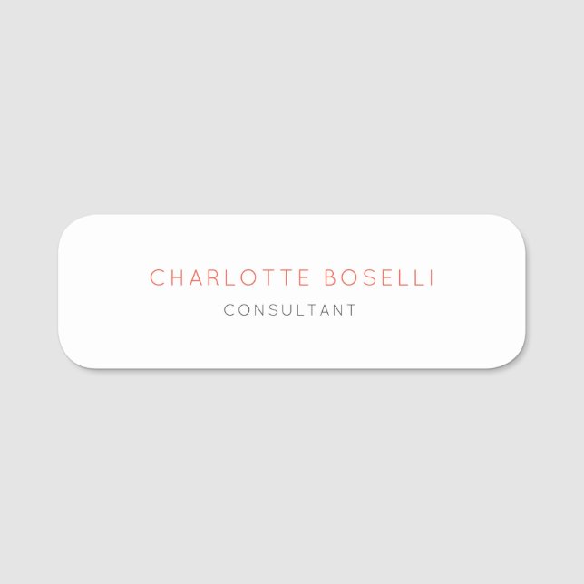 Minimalist Elegant Professional Name Tag (Front)