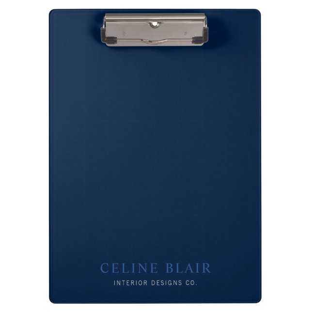 Minimalist Elegant Professional Navy Blue Clipboard (Front)