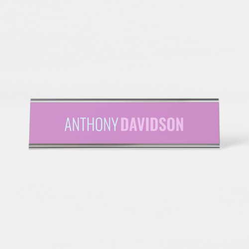 Minimalist Elegant Professional Orchid Lilac Blue Desk Name Plate