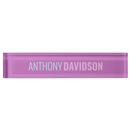 Minimalist Elegant Professional Orchid Lilac Blue Desk Name Plate