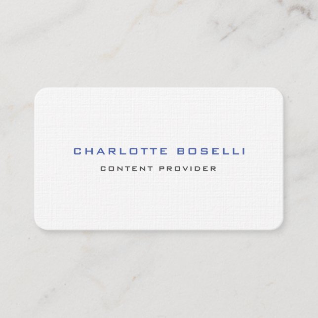 Minimalist Elegant Professional Premium Linen Business Card (Front)