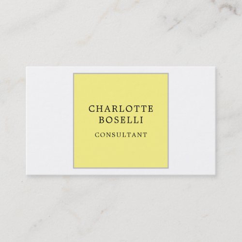 Minimalist Elegant Professional Yellow White Business Card