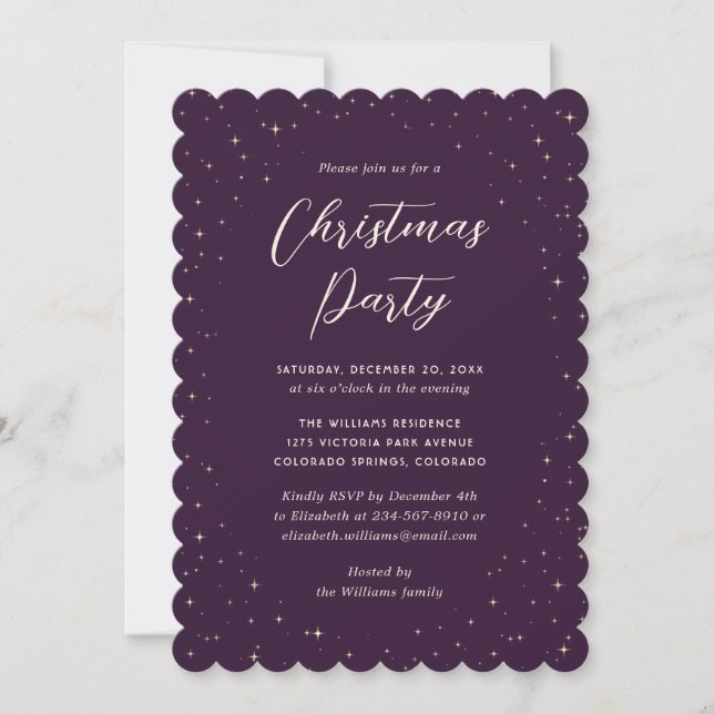 Minimalist Elegant Purple Christmas Party Invitation (Front)