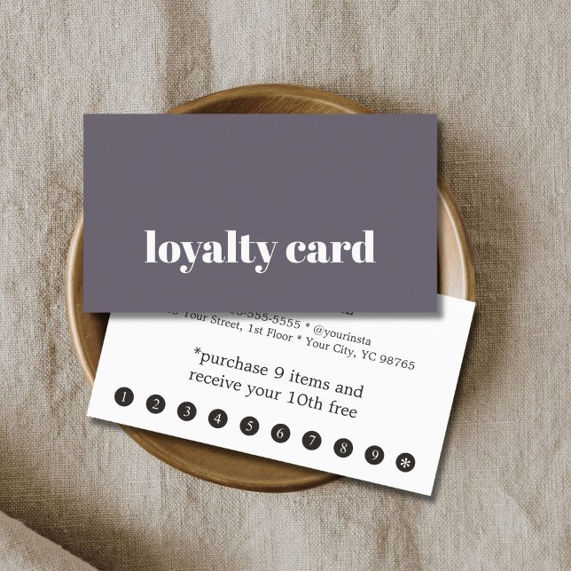 Minimalist Elegant Purple White Shop  Loyalty Card (Creator Uploaded)