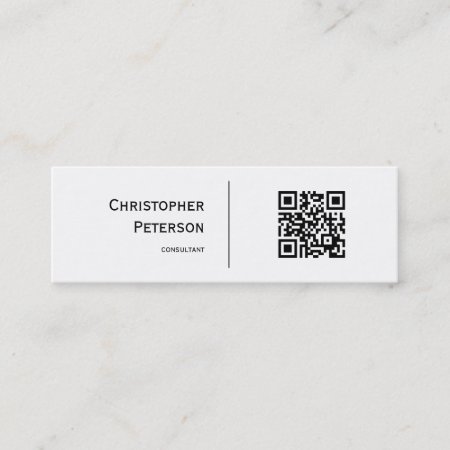 Minimalist Elegant Qr Code Black And White Mini Business Card