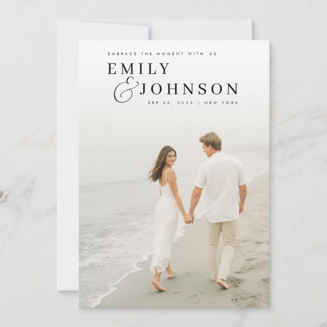 Minimalist Elegant QR Code Photo Wedding Invitation (Front)