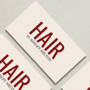 Minimalist Elegant Red Beige Bold Hair Salon Business Card