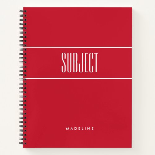 Minimalist Elegant Red Subject Notebook