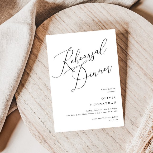 Minimalist Elegant Rehearsal Dinner Black & White Invitation (Creator Uploaded)