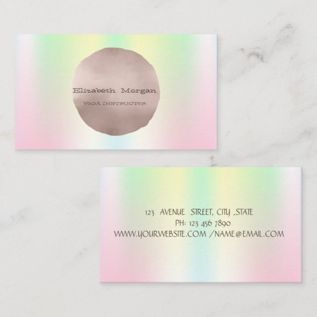 Minimalist Elegant Rose Gold Circle Holographic Business Card (Front/Back)