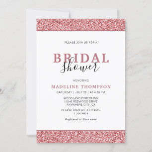 Minimalist Elegant Rose Gold Glitter Bridal Shower Invitation