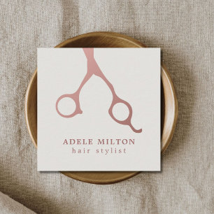 Minimalist Elegant Rose Gold Hair Stylist Square Business Card