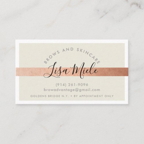 MINIMALIST elegant rose gold stripe ivory cream Business Card