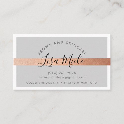 MINIMALIST elegant rose gold stripe luxe pale gray Business Card
