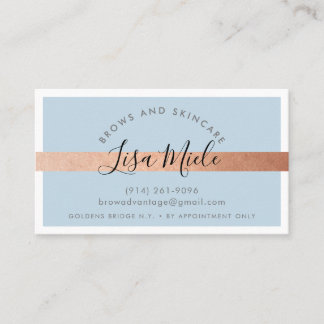 MINIMALIST elegant rose gold stripe pale blue Business Card