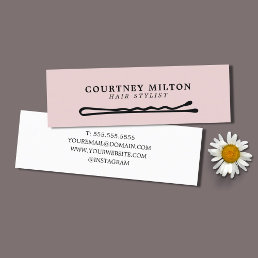 Minimalist Elegant Rose Hair Pin Hairdresser Mini Business Card