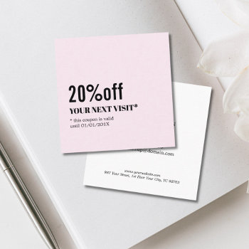Minimalist Elegant Rose White Beauty Coupon by pro_business_card at Zazzle